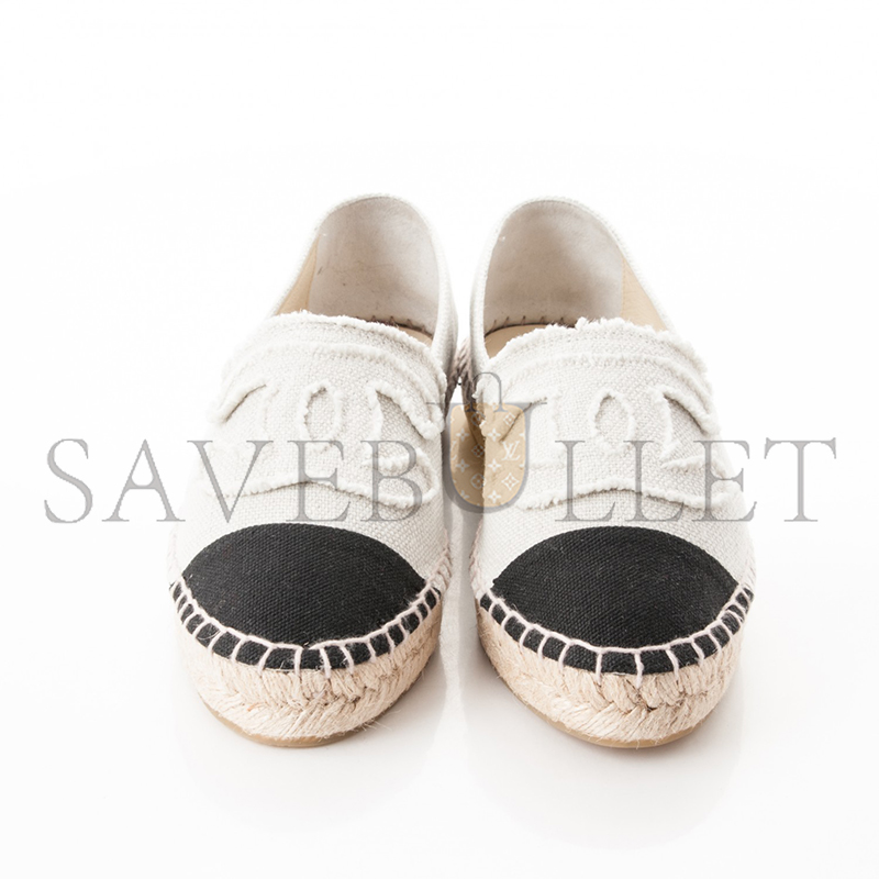 Ch*el linen cc espadrilles beige black g29762